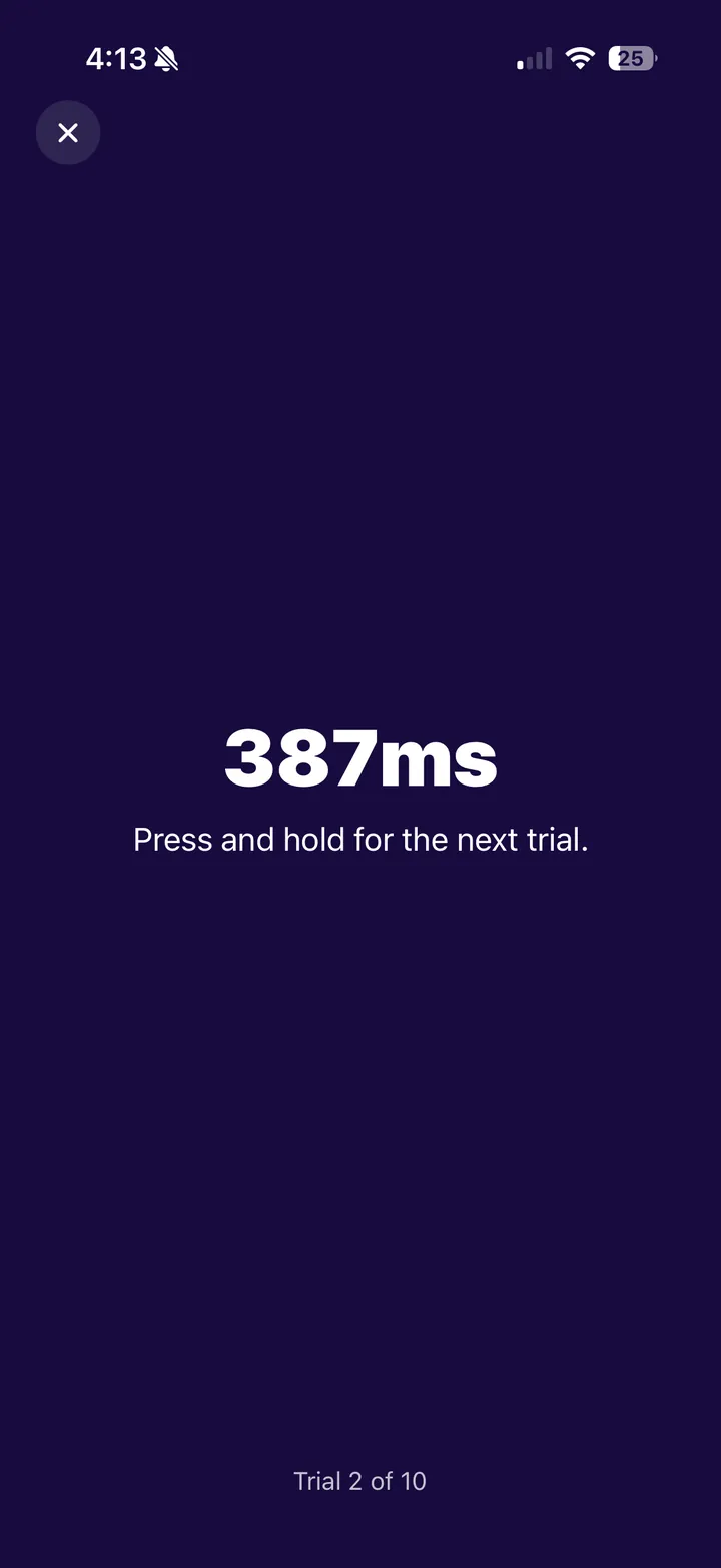 CogTrack reaction time result: 387 ms